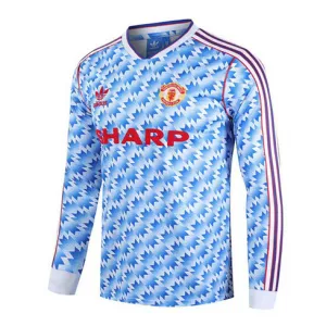 Manchester United 1990 - 92 Auswärts - Blau Retro - Langärmel - Trikot