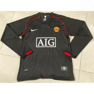 Maglia retro a maniche lunghe di Manchester United 2007/08 - Nera