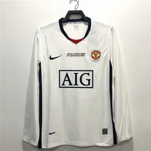 Maglia retro a maniche lunghe di trasferta di Manchester United 2008/09 - Bianca