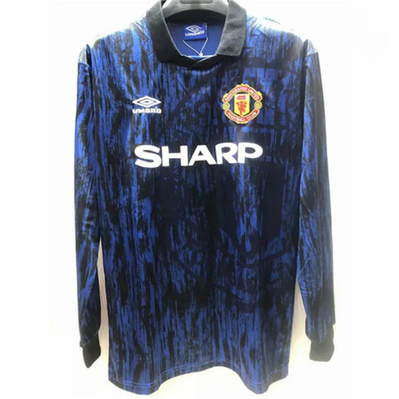 Manchester United Retro Long-Sleeve Jersey 1993 Away - Blue