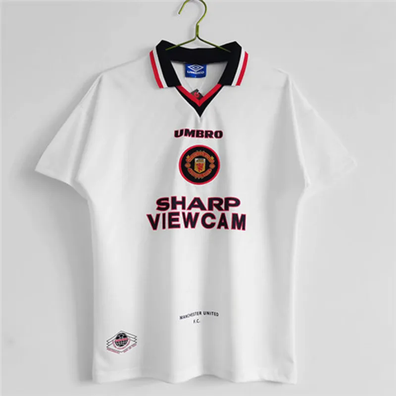 Maillot rétro d'extérieur de Manchester United 1996/97 - Blanc