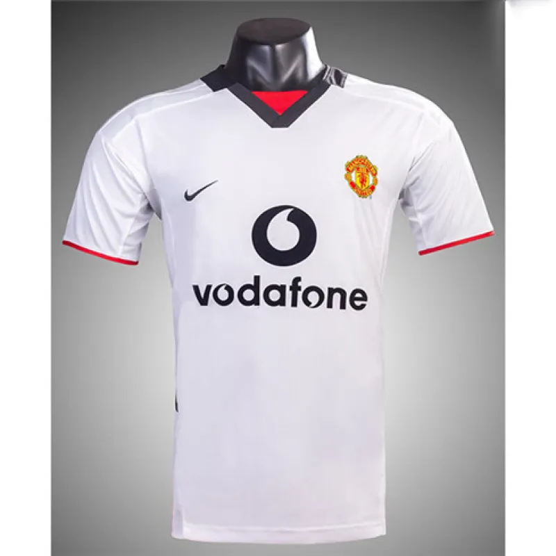 Maillot rétro d'extérieur de Manchester United 2002/03 - Blanc