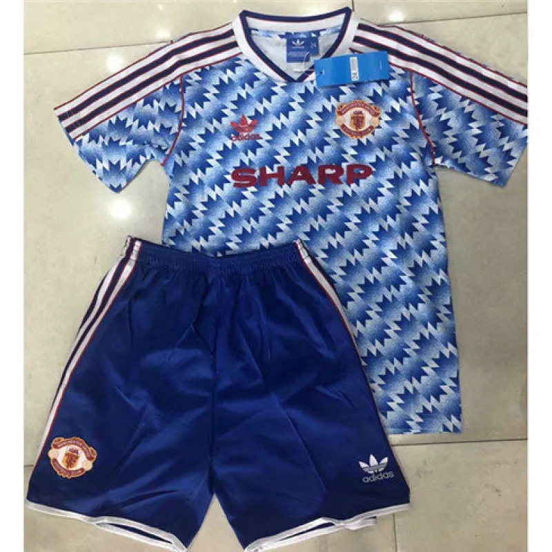 Manchester United Kids' Retro Jersey 1990 - 92 Away - Blue