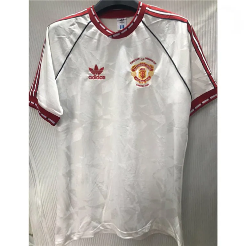 Maillot rétro d'extérieur de Manchester United 1991 - Blanc