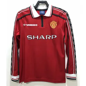 Manchester United Retro Langärmel-Heim-Trikot 1998 - Rot