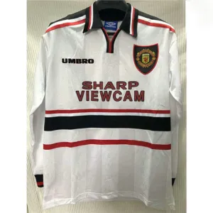 Manchester United Retro Langärmel-Auswärts-Trikot 1998 - Weiß