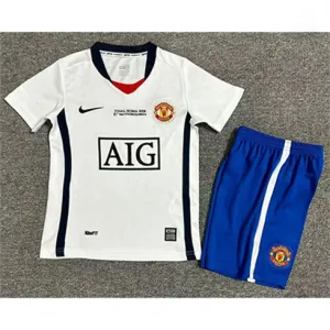Maglia retro per bambini di Manchester United 2008/09 di trasferta - Bianca