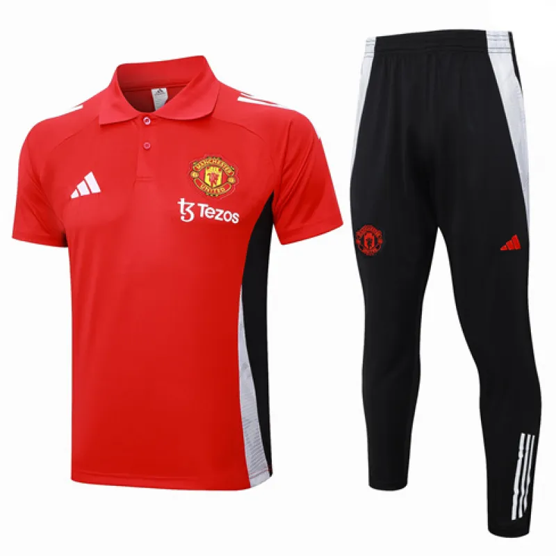 Manchester United Training Polo Shirt + Pants 2024/25 Red