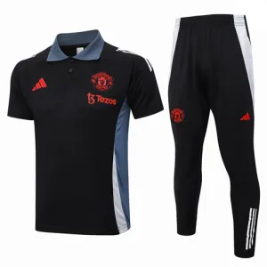 Chemise Polo de formation + Pantalons de Manchester United 2024/25 Noir