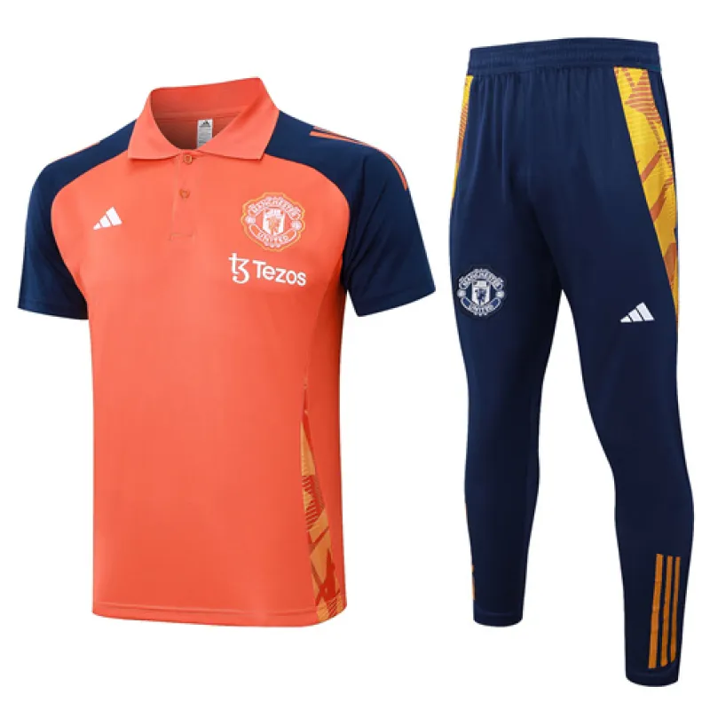 Chemise Polo de formation + Pantalons de Manchester United 2024/25 Orange