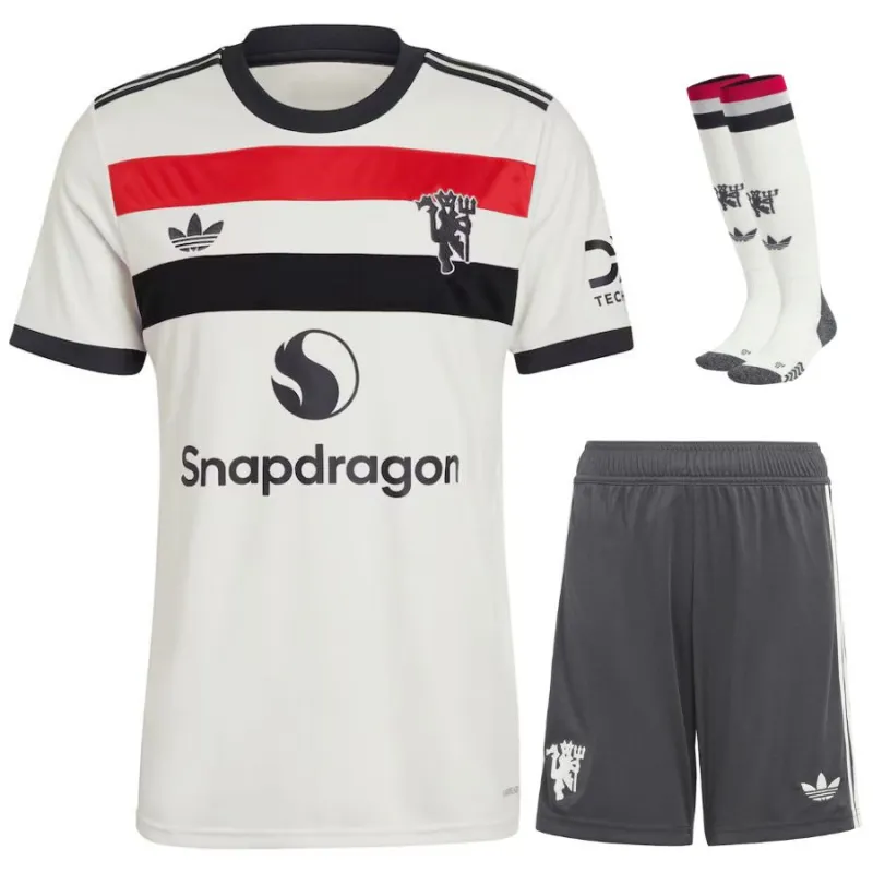 Conjunto de tercera camiseta para niños de Manchester United 2024/25 - Blanco