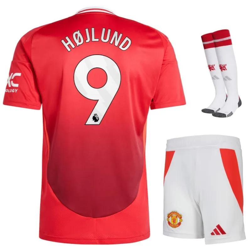 Ensemble de maillot pour enfants de domicile de Manchester United avec Højlund 2024/25 - Rouge