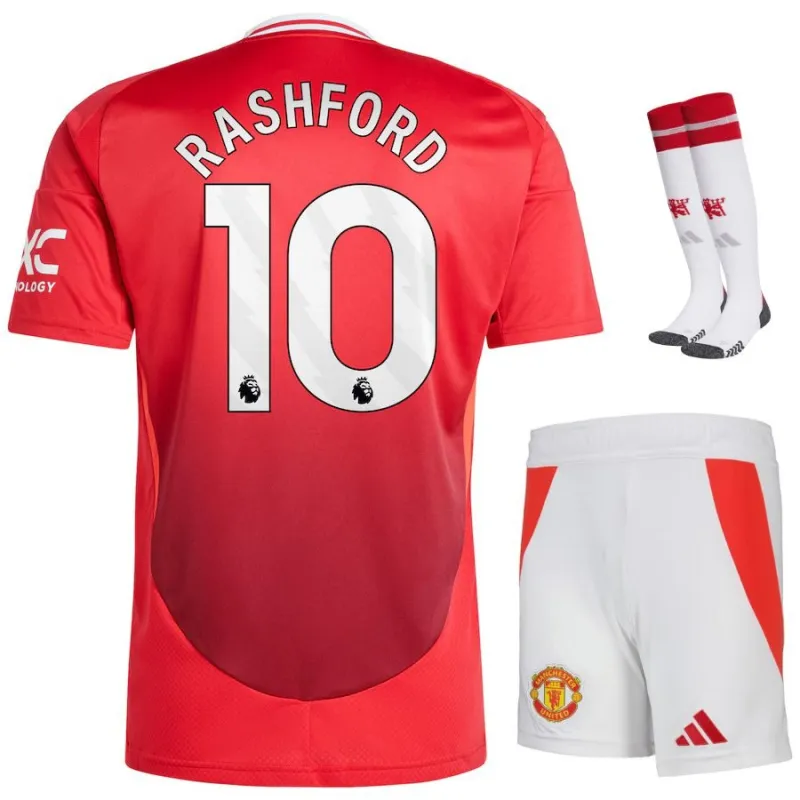 Conjunto de camiseta para niños de local de Manchester United con Rashford 2024/25 - Rojo