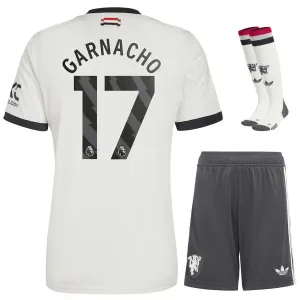 Garnacho Manchester United 2024/25 Kids' Third Jersey Set - White