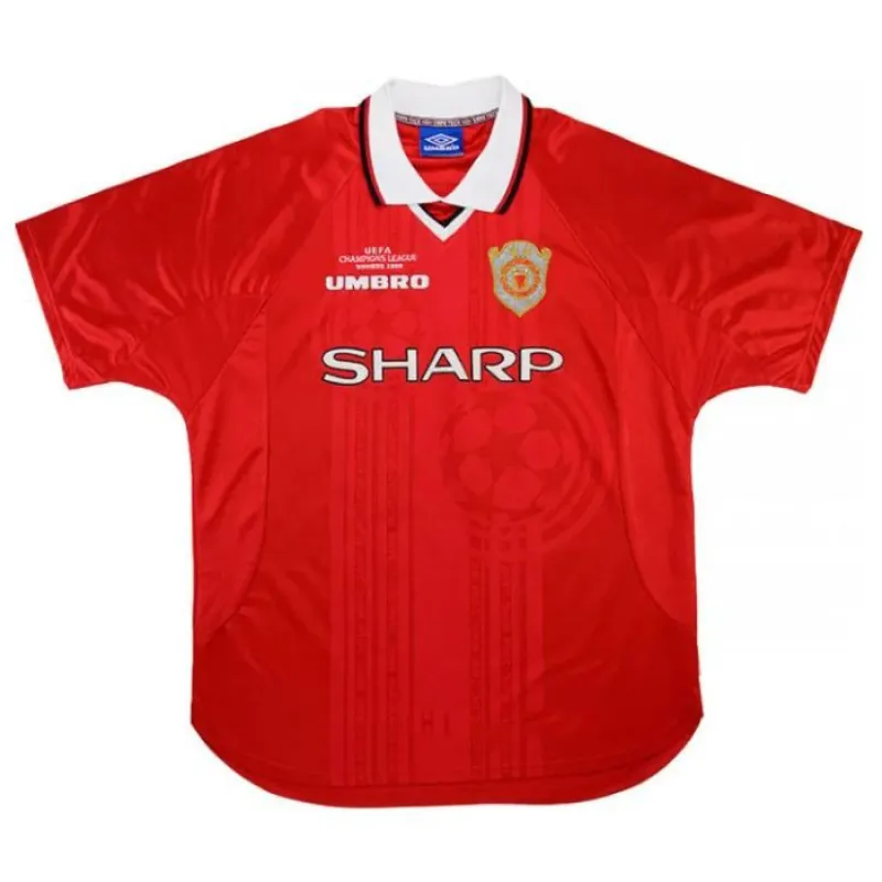 Maillot rétro de Beckham pour Manchester United, domicile 1999-2000 - Rouge