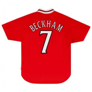 Maillot rétro de Beckham pour Manchester United, domicile 1999-2000 - Rouge