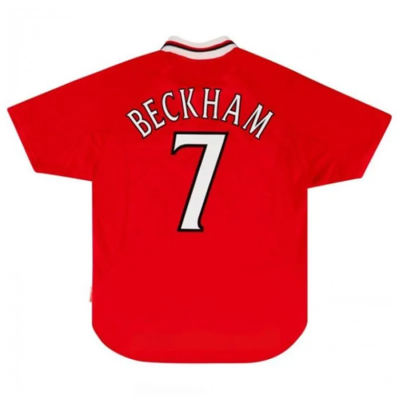 Maillot rétro de Beckham pour Manchester United, domicile 1999-2000 - Rouge