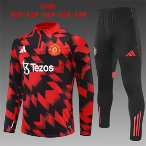 Manchester United 2025/26 Kinder Sportanzug Rot Schwarz