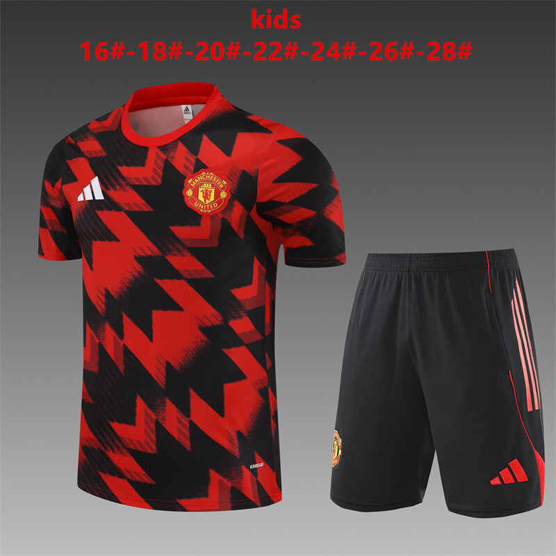 Manchester United 2025/26 Ensemble Entraînement Enfan Rouge Noir