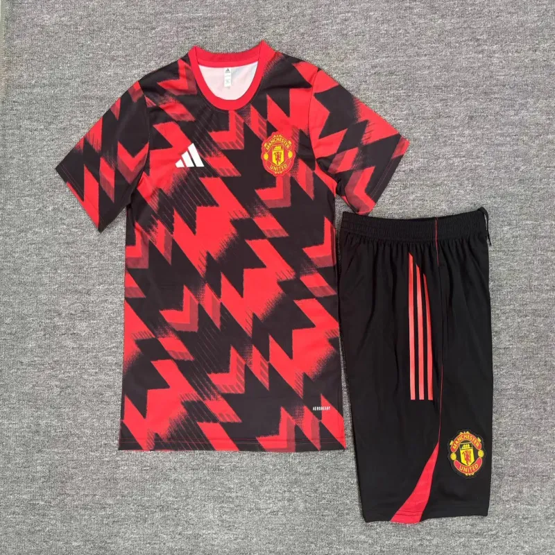 Manchester United 2025/26 Ensemble Entraînement Enfan Rouge Noir