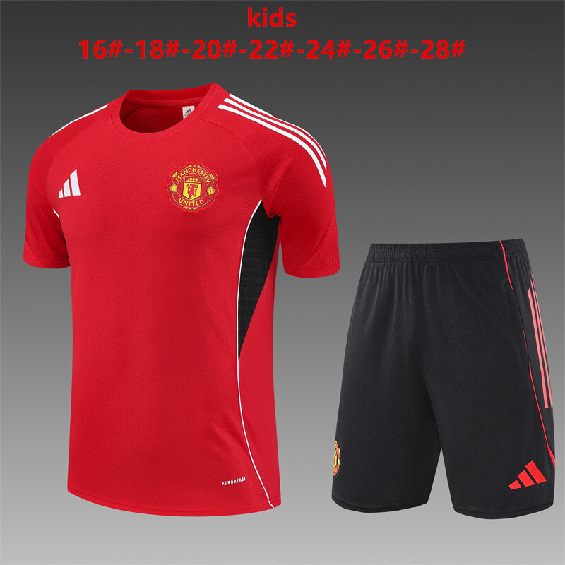 Manchester United 2025/26 Ensemble Entraînement Enfan Rouge