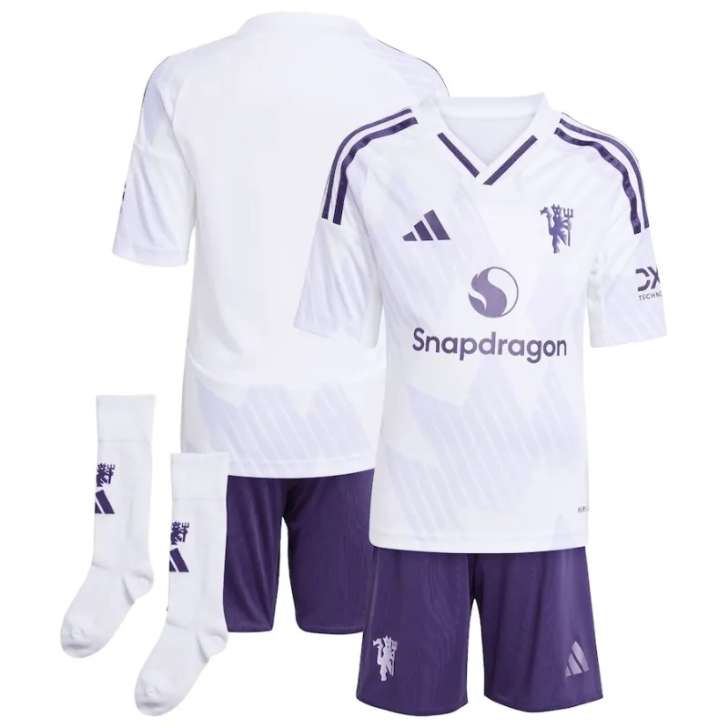 Manchester United 2025/26 Kids' Away Jersey Set - White