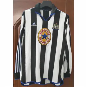 Newcastle United 1999/00 Retro Heimtrikot mit langen Ärmeln - Schwarz/Weiß