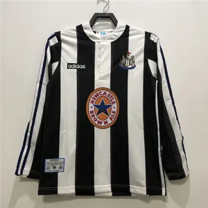 Newcastle United 1995-97 Retro Heimtrikot mit langen Ärmeln - Schwarz/Weiß