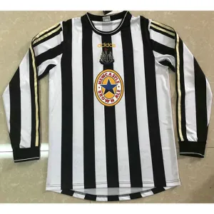 Newcastle United 1997-99 Retro Heimtrikot mit langen Ärmeln - Schwarz/Weiß