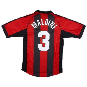 AC Milan MALDINI 1998 2000 Retro Home Jersey - Red/Black