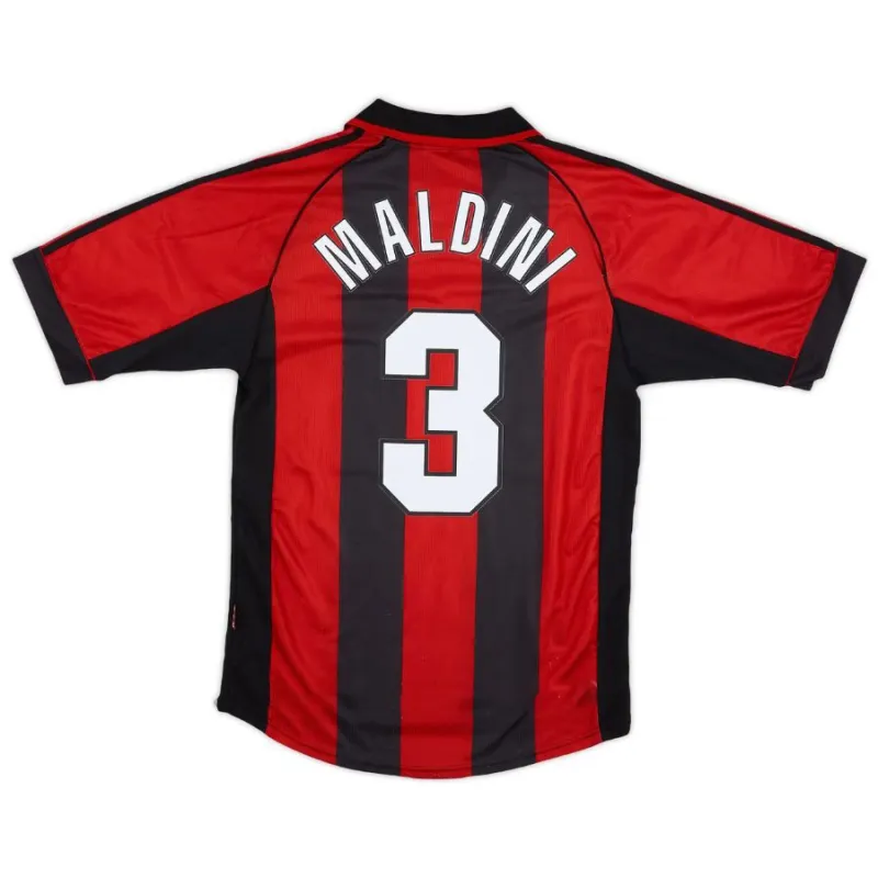 AC Milan MALDINI 1998 2000 Maillot domicile rétro - Rouge/Noir