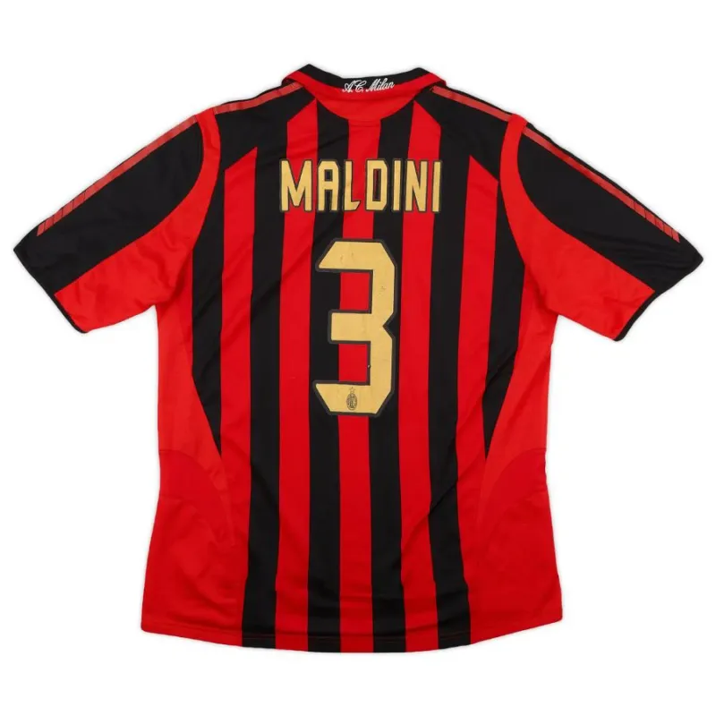 AC Milan MALDINI 2005/06 Retro Home Jersey - Red/Black