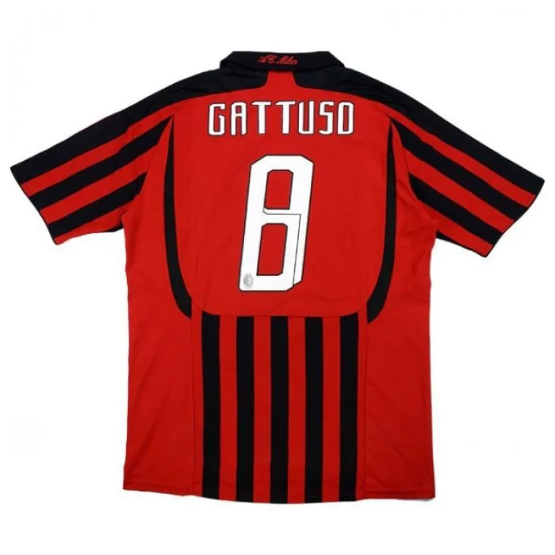 AC Milan GATTUSO 2007/08 Maillot domicile rétro - Rouge/Noir