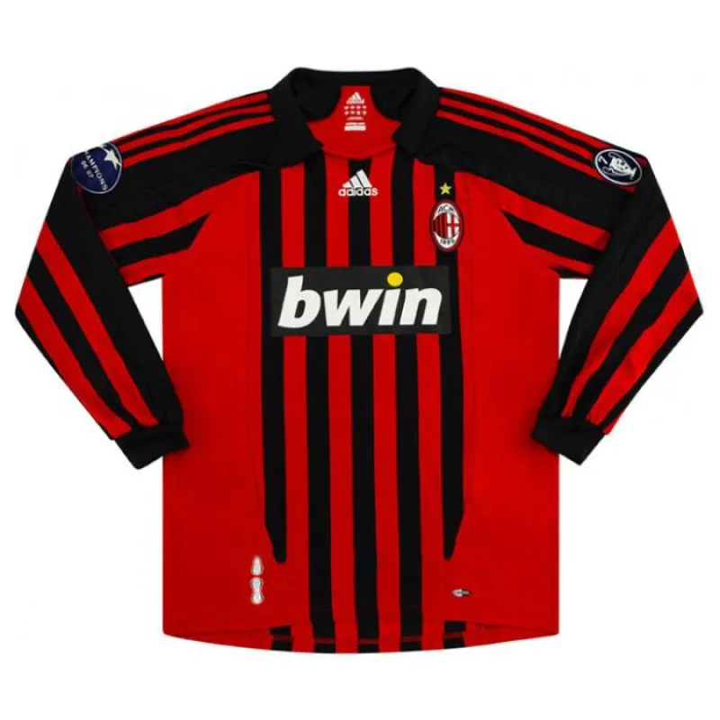 AC Mailand PIRLO 2007/08 Retro-Heimtrikot mit langen Ärmeln - Rot/Schwarz