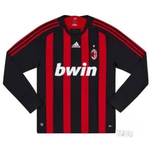 AC Milan 2008/09 Retro Long-Sleeve Home Jersey - Red/Black