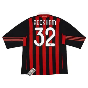 AC Mailand BECKHAM 2008/09 Retro-Heimtrikot mit langen Ärmeln - Rot/Schwarz