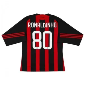 AC Mailand RONALDINHO 2008/09 Retro-Heimtrikot mit langen Ärmeln - Rot/Schwarz
