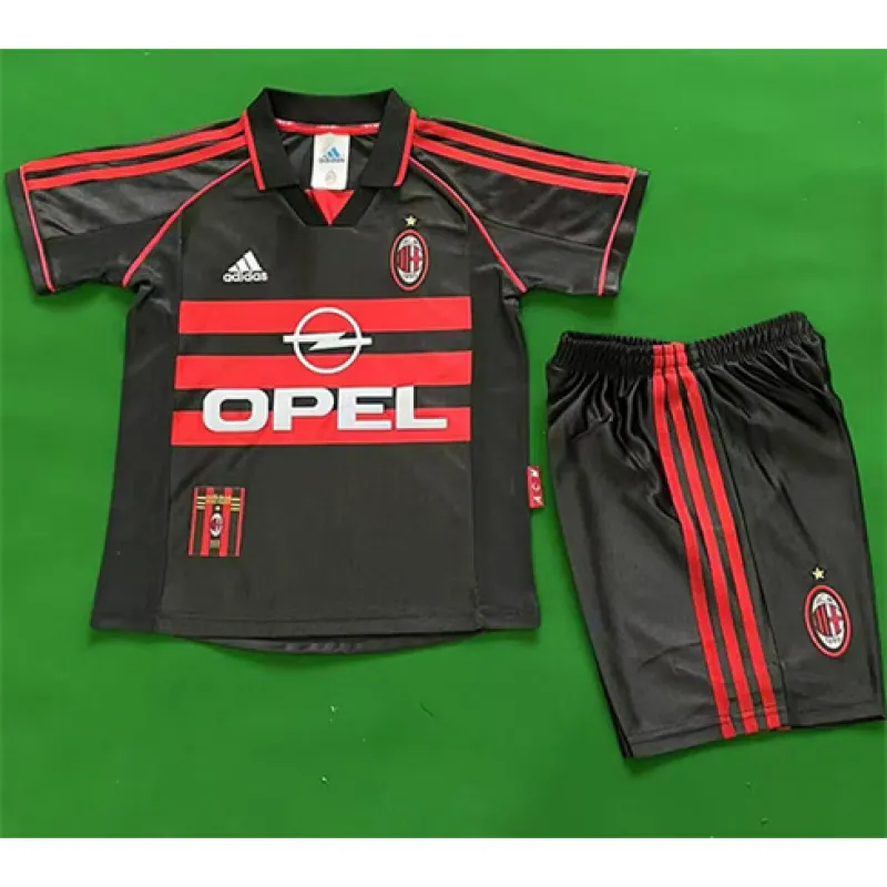 Maillot retro enfant du troisième équipement d'AC Milan 1998/99 - Noir