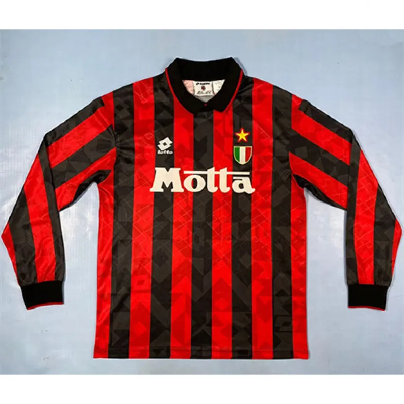 AC Milan 1994/95 Home Retro Long - Sleeve Jersey - Red