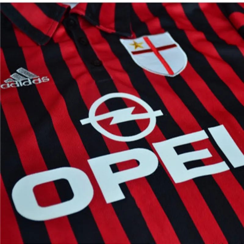 Maillot rétro d'hommes du centenaire de l'AC Milan 1999/00 - Rouge