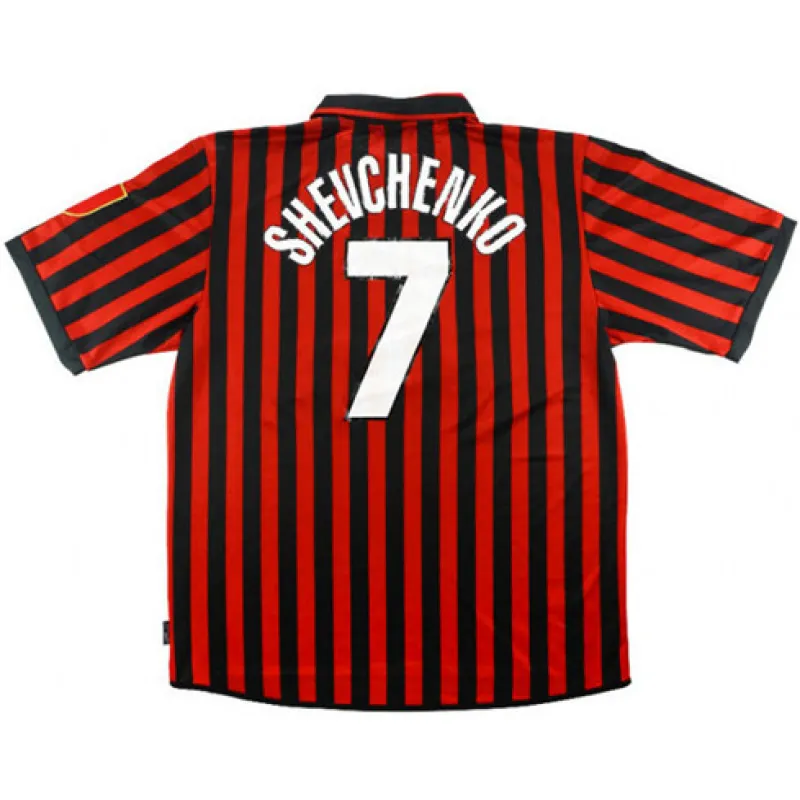 Andrea Shevchenko's AC Milan 1999/00 Centenary Home Retro Jersey - Red, Number 7