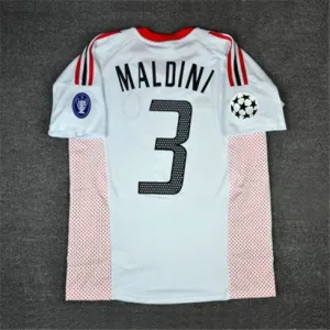 Paolo Maldinis AC Milan 2002/03 Auswärts - Retro - Trikot - Weiß, Nr. 3
