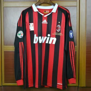 AC Milan 2009/10 Home Long - Sleeve Retro Jersey - Red