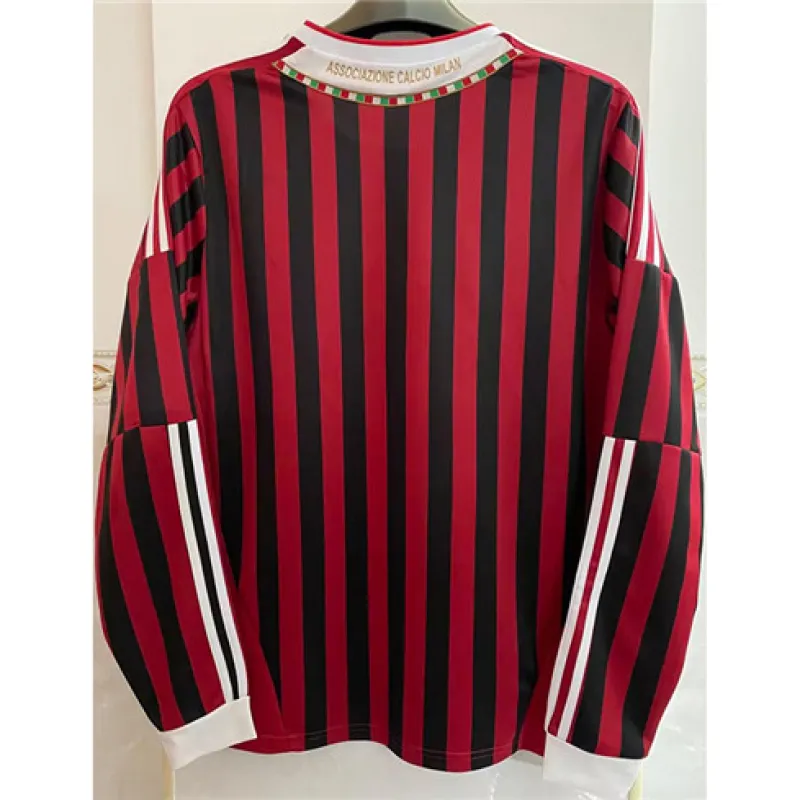 AC Milan 2011/12 Home Long - Sleeve Retro Jersey - Red