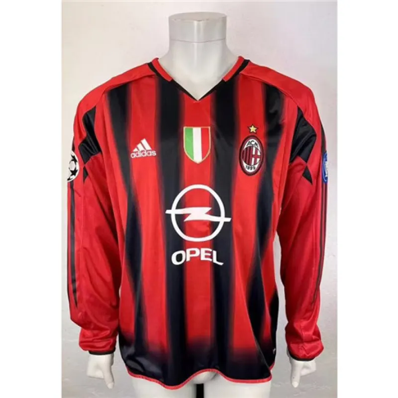 Maglia retro di casa a maniche lunghe dell'AC Milan 2004/05 - Vendita al dettaglio - Rossa