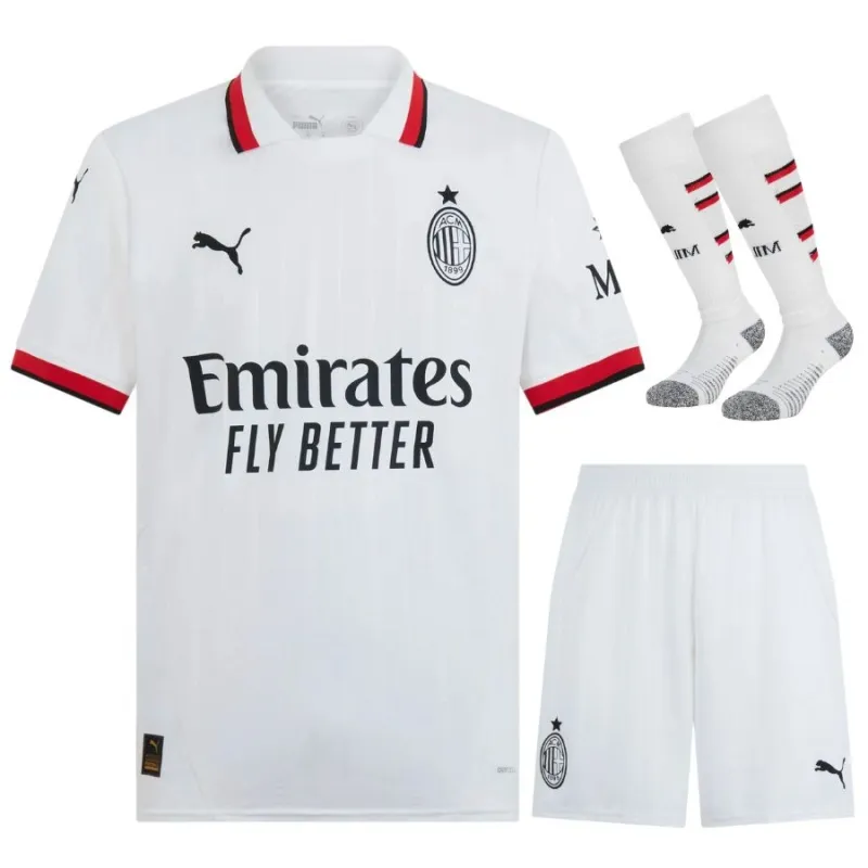 AC Milan 2024/25 Away Kids' Jersey Set - White