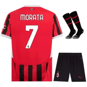 Il set di maglia per bambini della casa di AC Milan 2024/25 di Morata - Nero