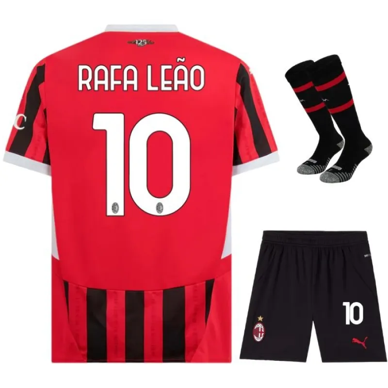 Rafael Leaos AC Milan 2024/25 Heim-Kinder-Jersey-Set - Schwarz