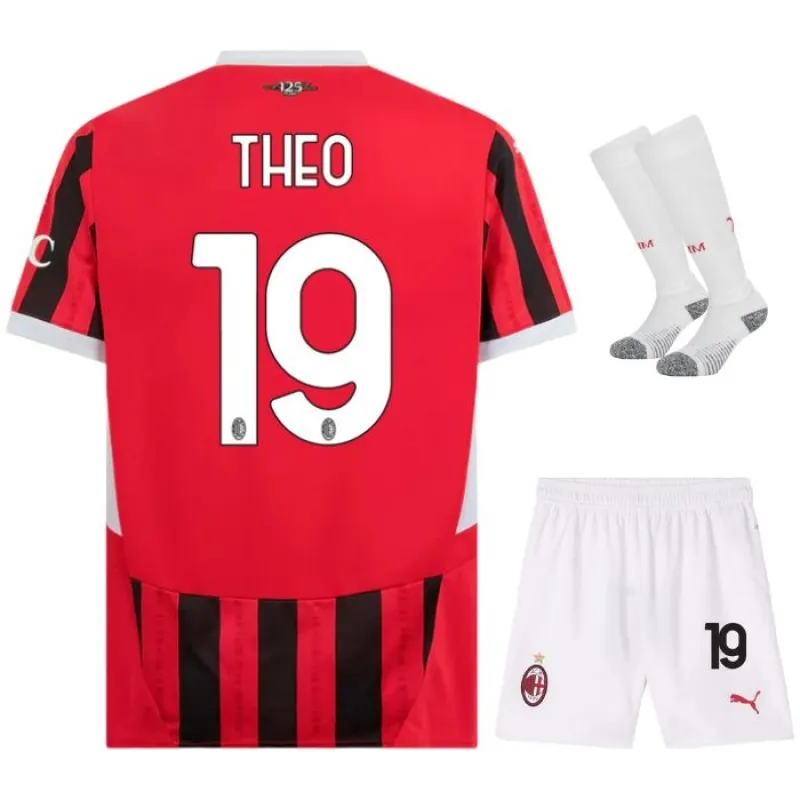 Theos AC Milan 2024/25 Heim-Kinder-Jersey-Set - Weiß