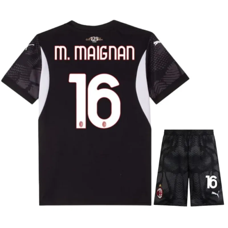 Le maillot de gardien du domicile de l'AC Milan 2024/25 pour enfants de M. Maignan - Noir
